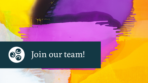 Image of Victoria Morton painting with the words 'Join our team' 