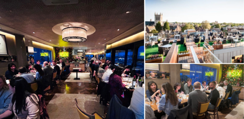 Collage of photos from the networking dinner