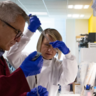 Researchers in lab