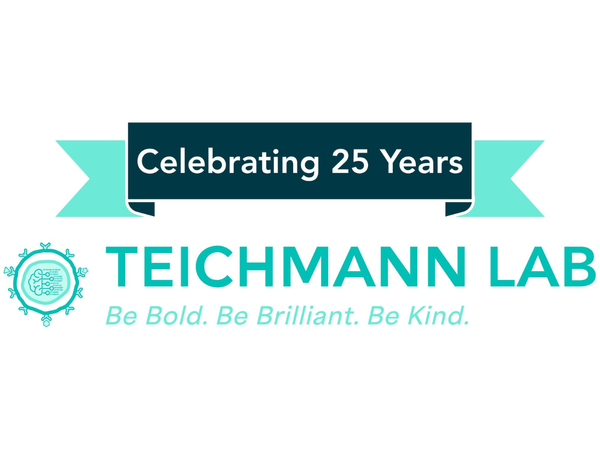 25 Anniversary logo for Teichmann Lab with motto: Be Bold. Be Brilliant. Be Kind.