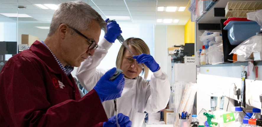 Researchers in lab