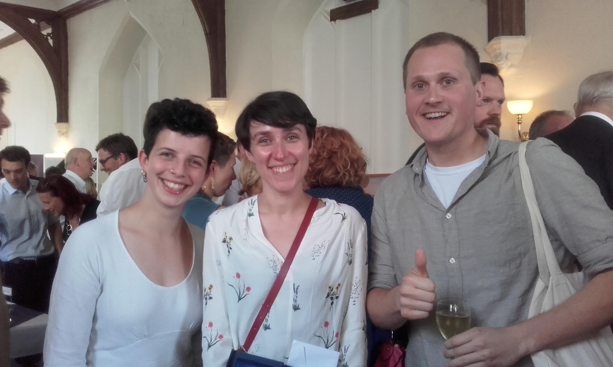 Dr Elisa Laurenti with fellow CSCI nominees Julia Spindel and Stanley Strawbridge Public Engagement with Research Award winner