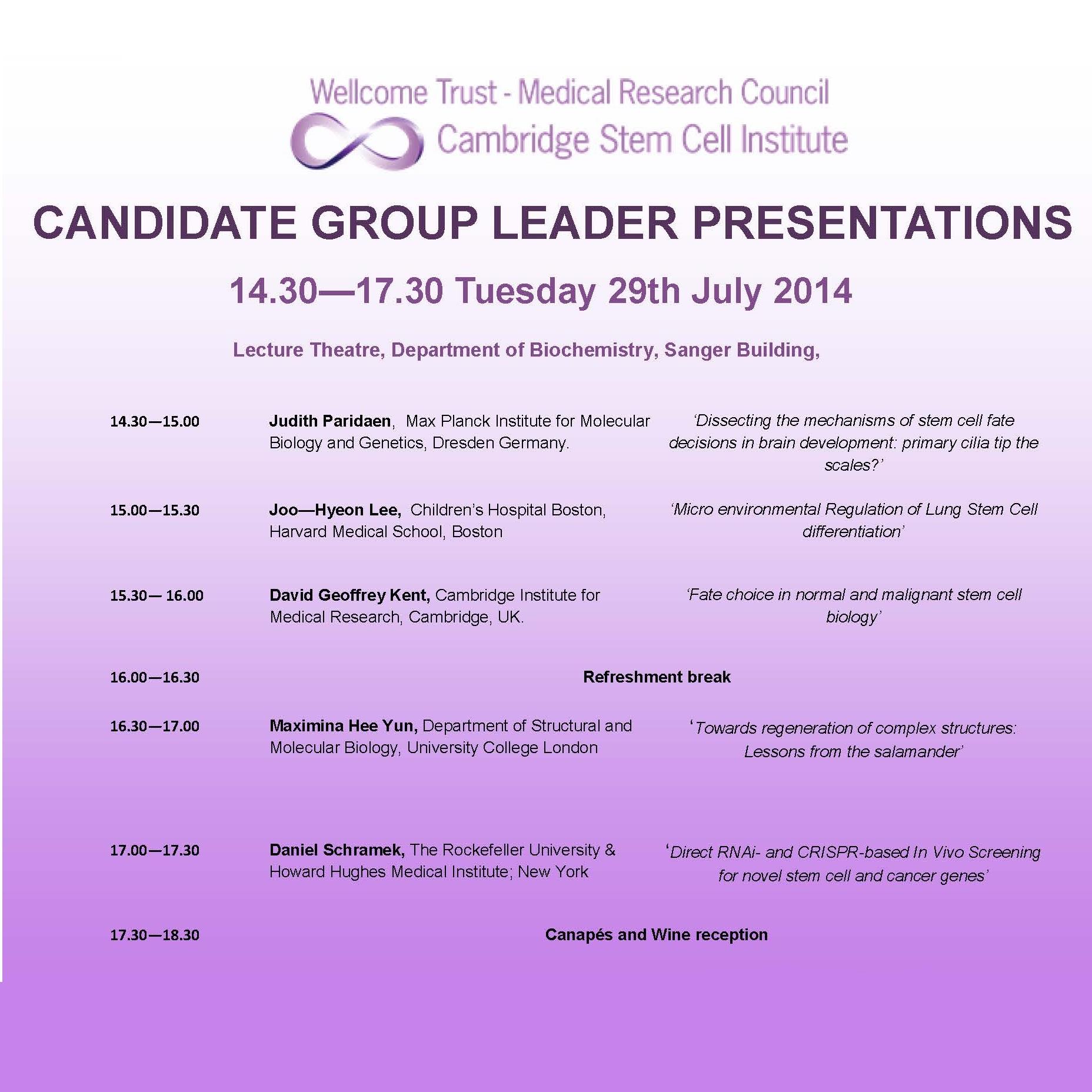 Candidate Group Leader Presentations