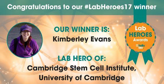 Kimberley Evans - our Lab Hero 2017!